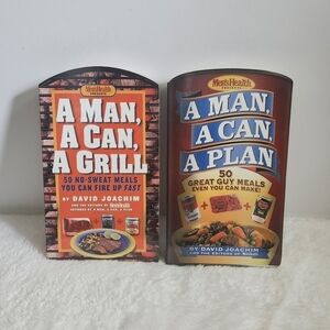 Men's Health Hard Cover Pages A Man A Can A Plan A Grill 2 Recipe Books